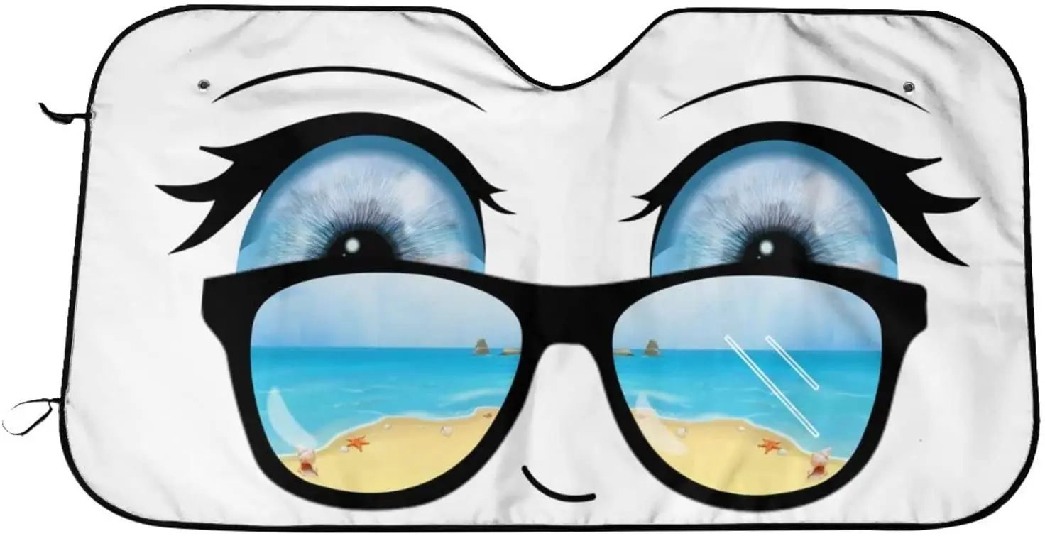 

Eyes Car Sun Shade Windshield Eyes Sunshade Blocks UV Rays Protector Keep Your Vehicle Cool Sun Shield Visor Cover Foldable for