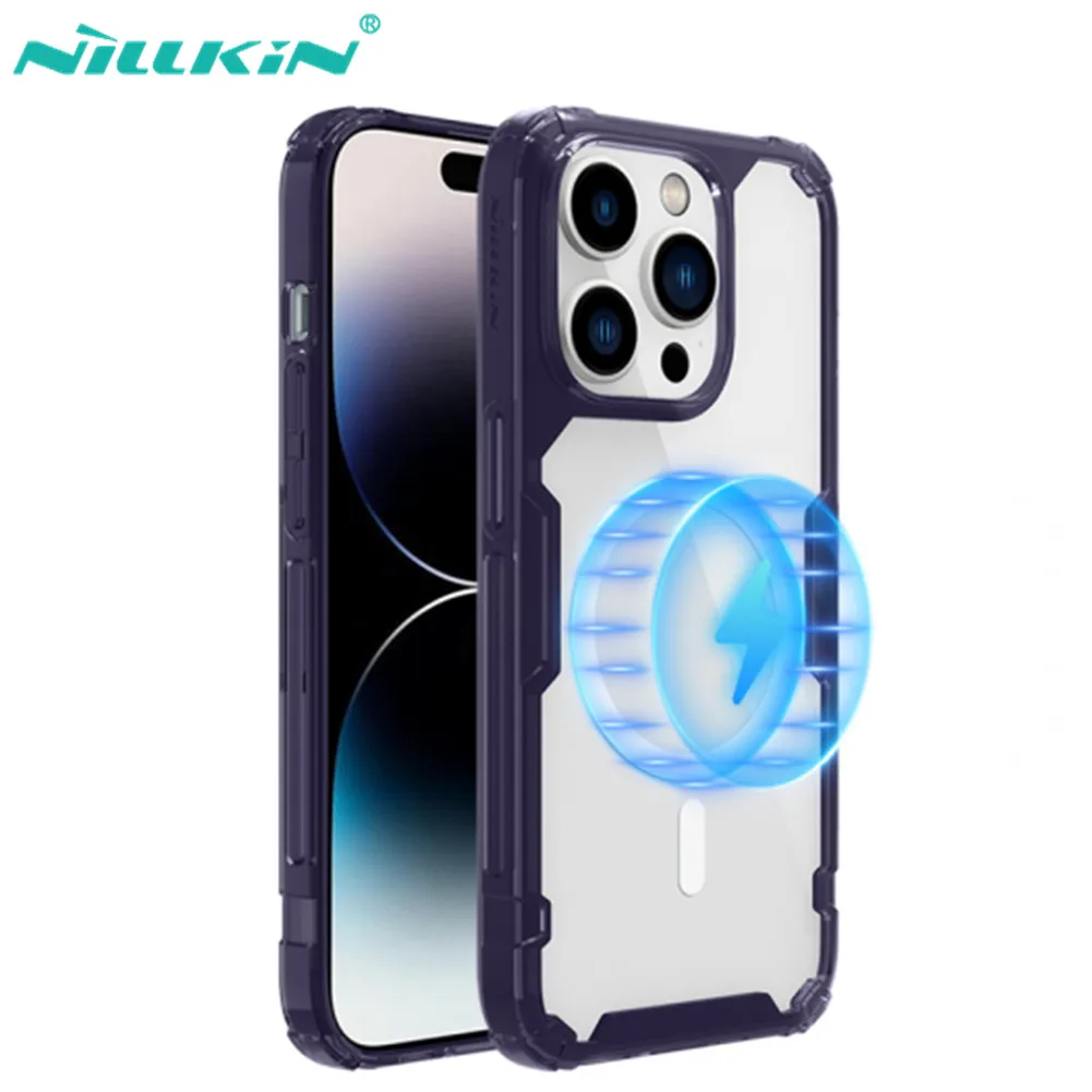 For iPhone 14 Pro Max MagSafe Case NILLKIN Nature TPU Pro Case Transparent Soft Silicone Cover Magnetic For iPhone 15/15 Pro Max