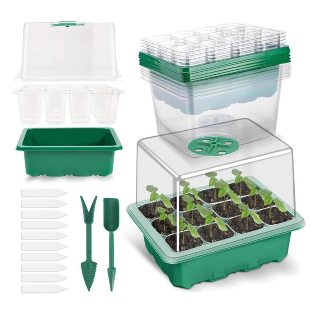 

5 Pcs Seed Trays Heightened Lids Plant Germination Box Kits with Humidity Dome Seed Propagator Tray Plant Starter