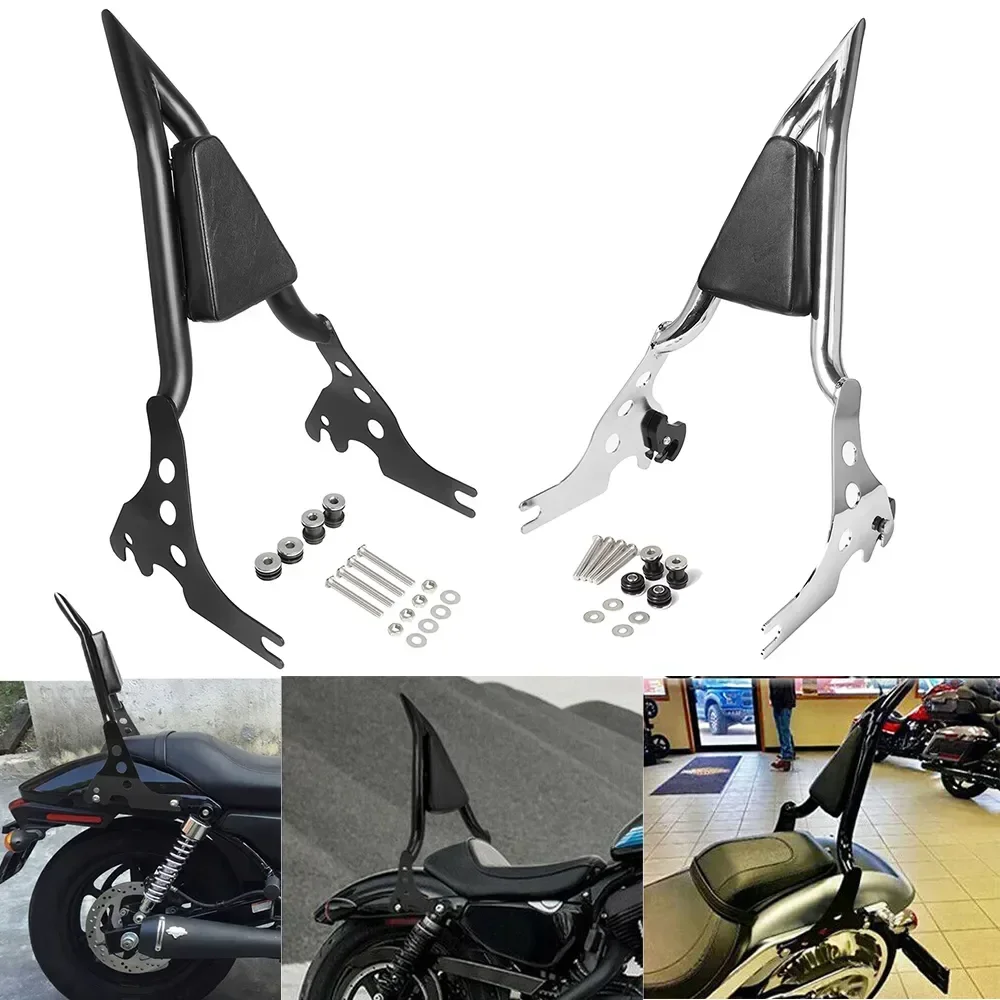 

For Harley Sportster XL 1200 883 72 48 Motorcycle Rear Passenger Backrest Cafe Racer Rack Cushion Pad Detachable Chrome/ Black