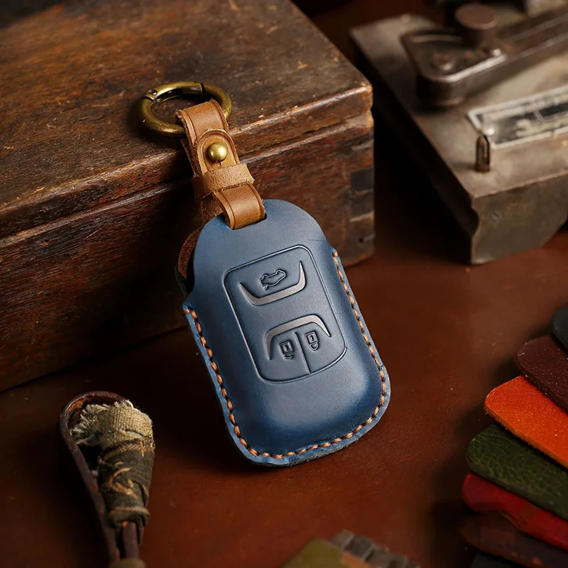 

Кожаный чехол для автомобильного ключа Crazy Horse, чехол для брелока для Chery 3 Button Tiggo 3 8 7 5X 2019 2020 Arrizo, защитный брелок для ключей