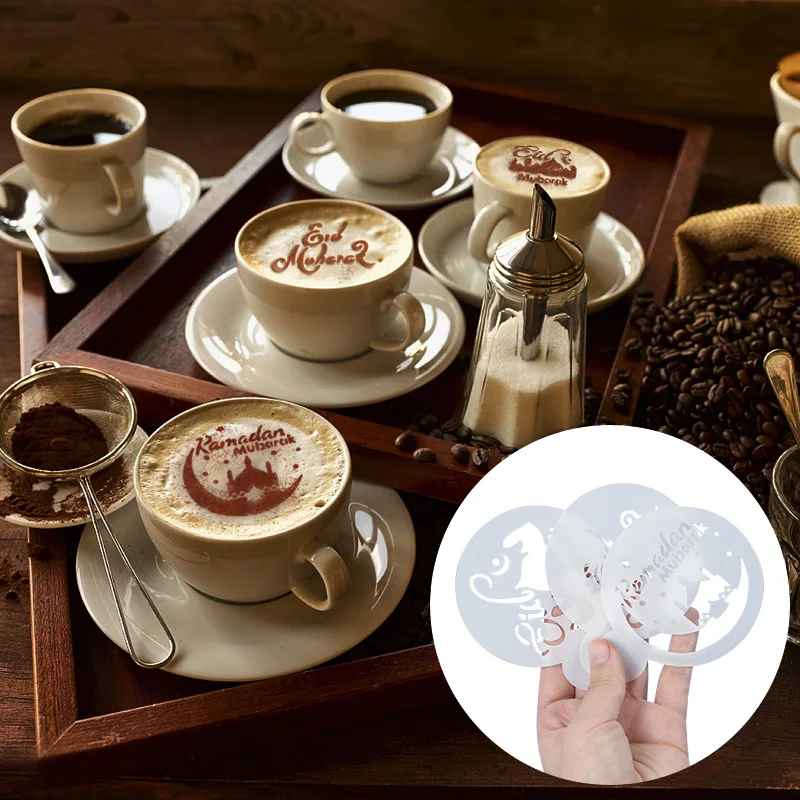 

3pcs Coffee Art Molds Latte Cappuccino Printing Pattern Molds for Home Party DIY Baking Supplies Cake Coffee Decoration Tools