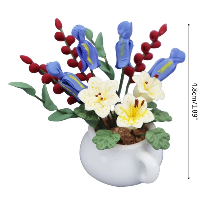 

Q6PD 1:12 Doll House Miniature Flowers Miniature Potted Plant Flowers Bonsai Mini Potted Flowers Artificial Lily