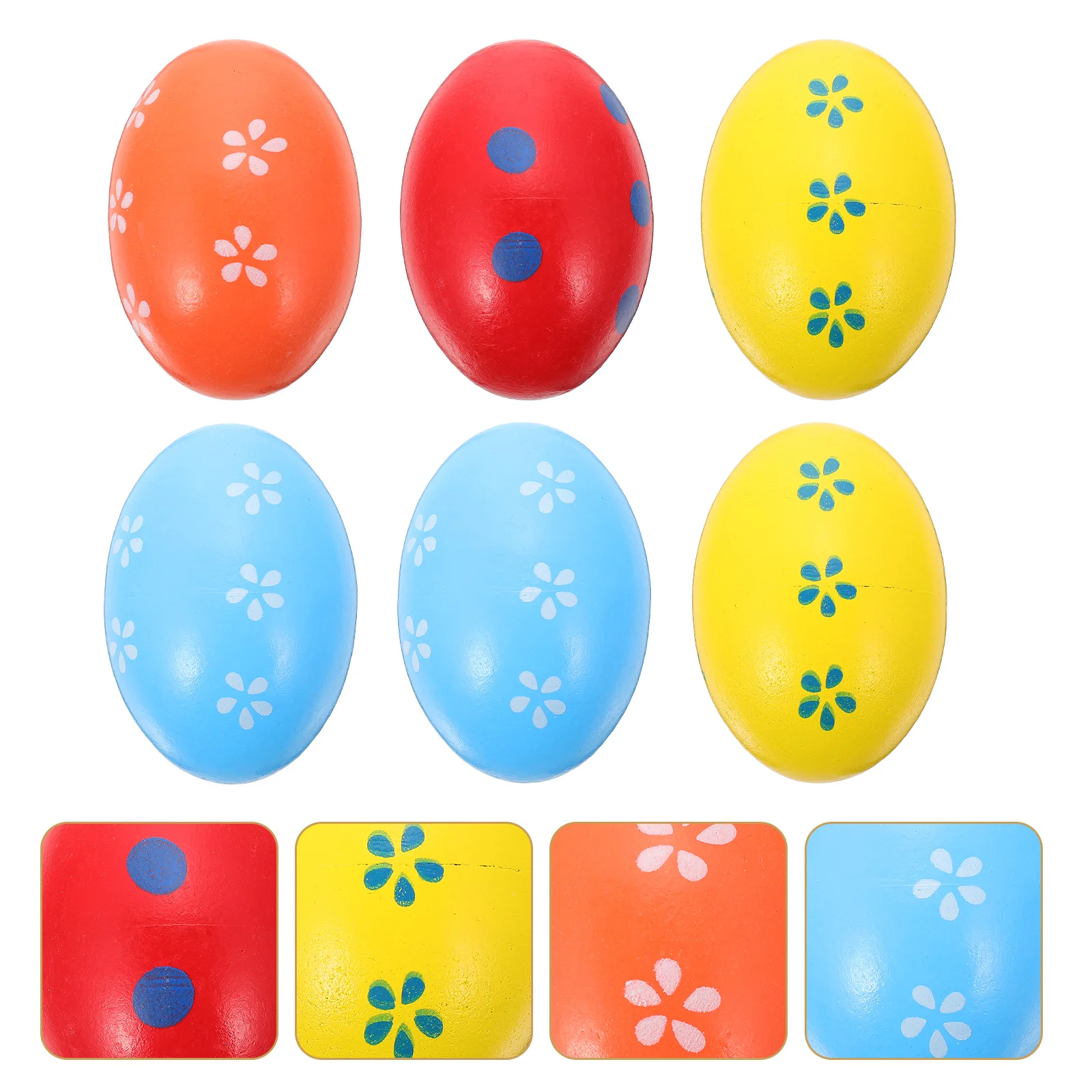 

6 Pcs Orf Sand Egg Wooden Toy Eggs Shakers Hitting Small Music Instrument Toys Musical Kids Baby Percussion Instruments