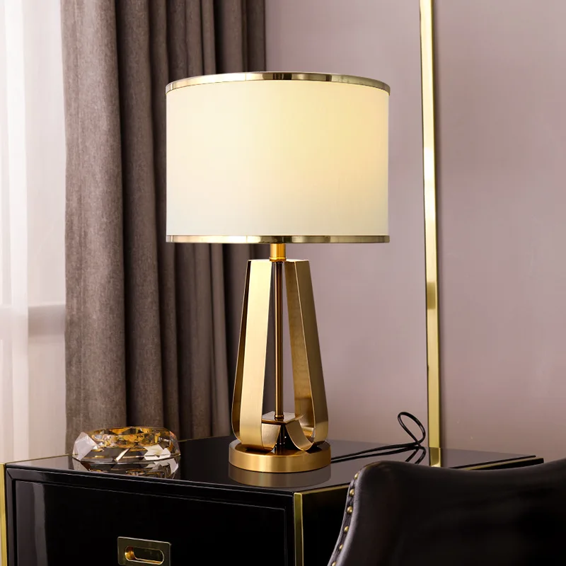 

Nordic Elegant Black Lampshade Gold Table Lamp for Living Room Bedroom Office Design Deco Desk Lamps Fabric Metal LED Luminaire