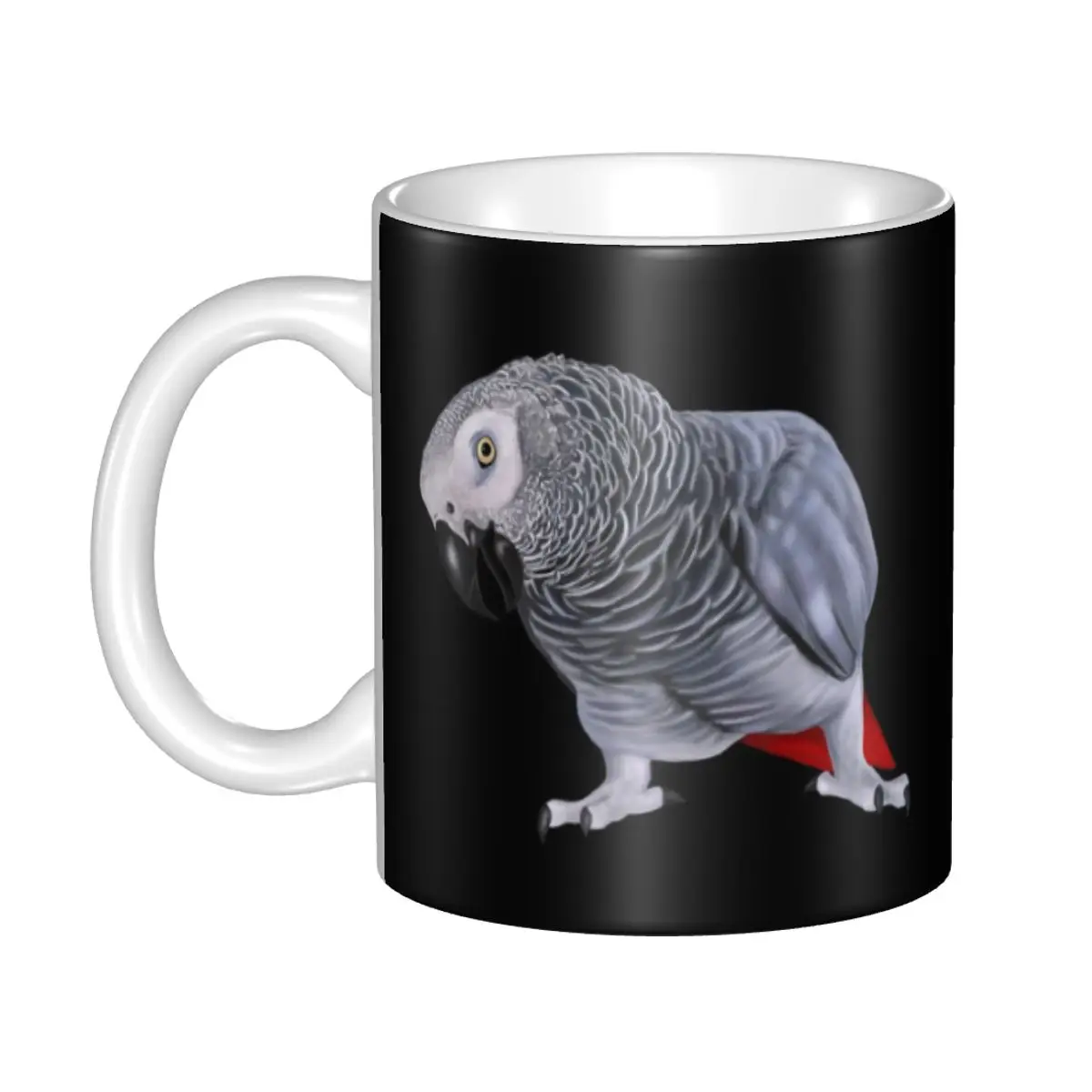 

African Grey Parrot Bird Mugs Customized Psittacine Ceramic Coffee Mug Cup Creative Present Outdoor Work Camping Cups