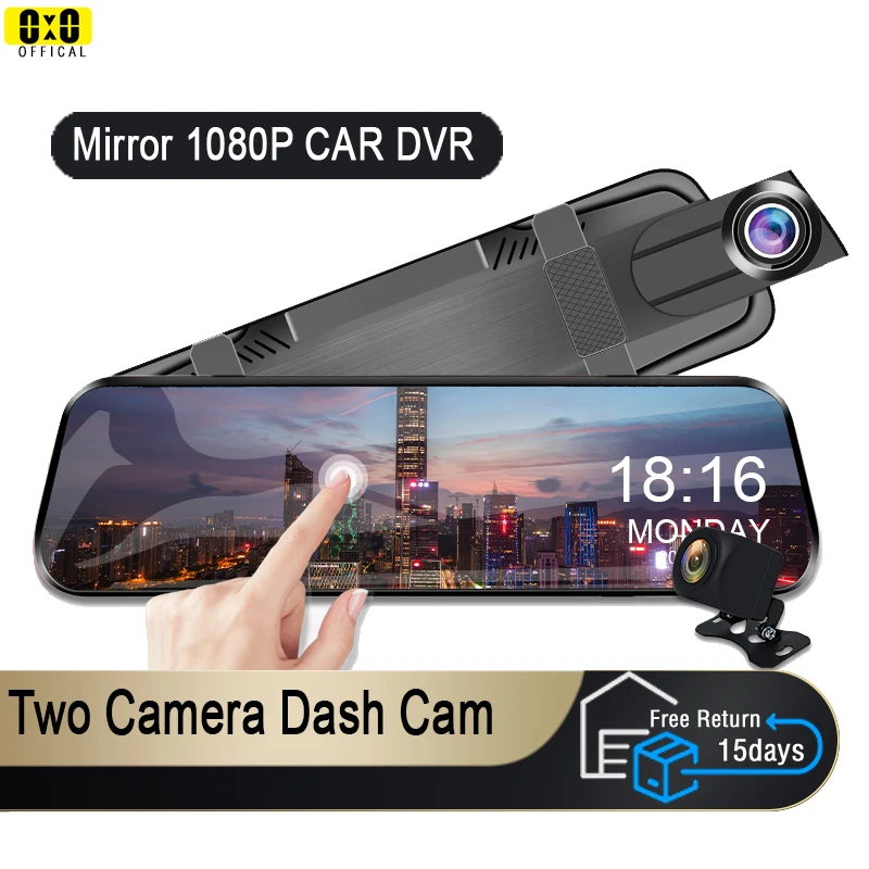 Mirror Camera for Car Touch Screen  Video Recorder Rearview mirror Dash Cam Front and Rear Camera Mirror DVR Black Box