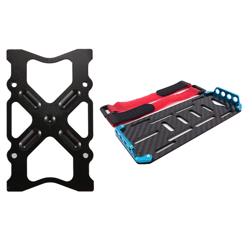 

2 Set RC Car Part: 1 Set Aluminum Bumper Mounting Plate & 1 Set RC Car Carbon Fiber Battery Mounting Plate With Tie
