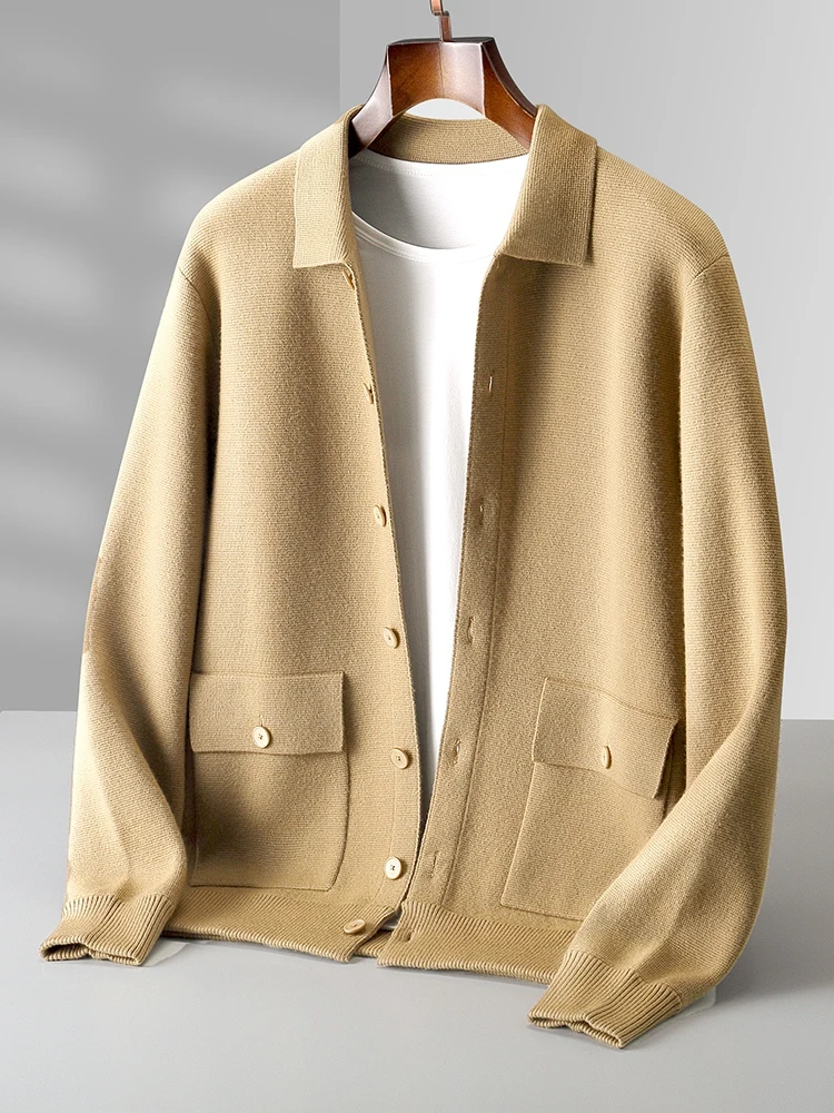 Мужской шерстяной свитер на осень/зиму с воротником-поло