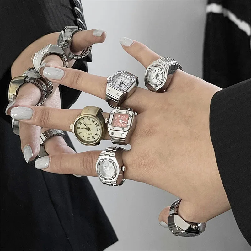 2022 креативные Регулируемые Кварцевые часы в стиле панк кольцо для женщин и - Фото №1