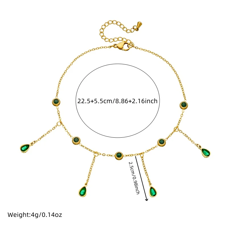 Браслеты на ногу MEYRROYU из нержавеющей стали 316L с зелеными каплями воды подвески