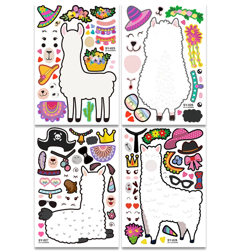 

Girls Stickers Vicugna Pacos Cute Animals Jigsaw Alpaca Montessori Material Individuality Decoration Creation Boy Toys For Kids