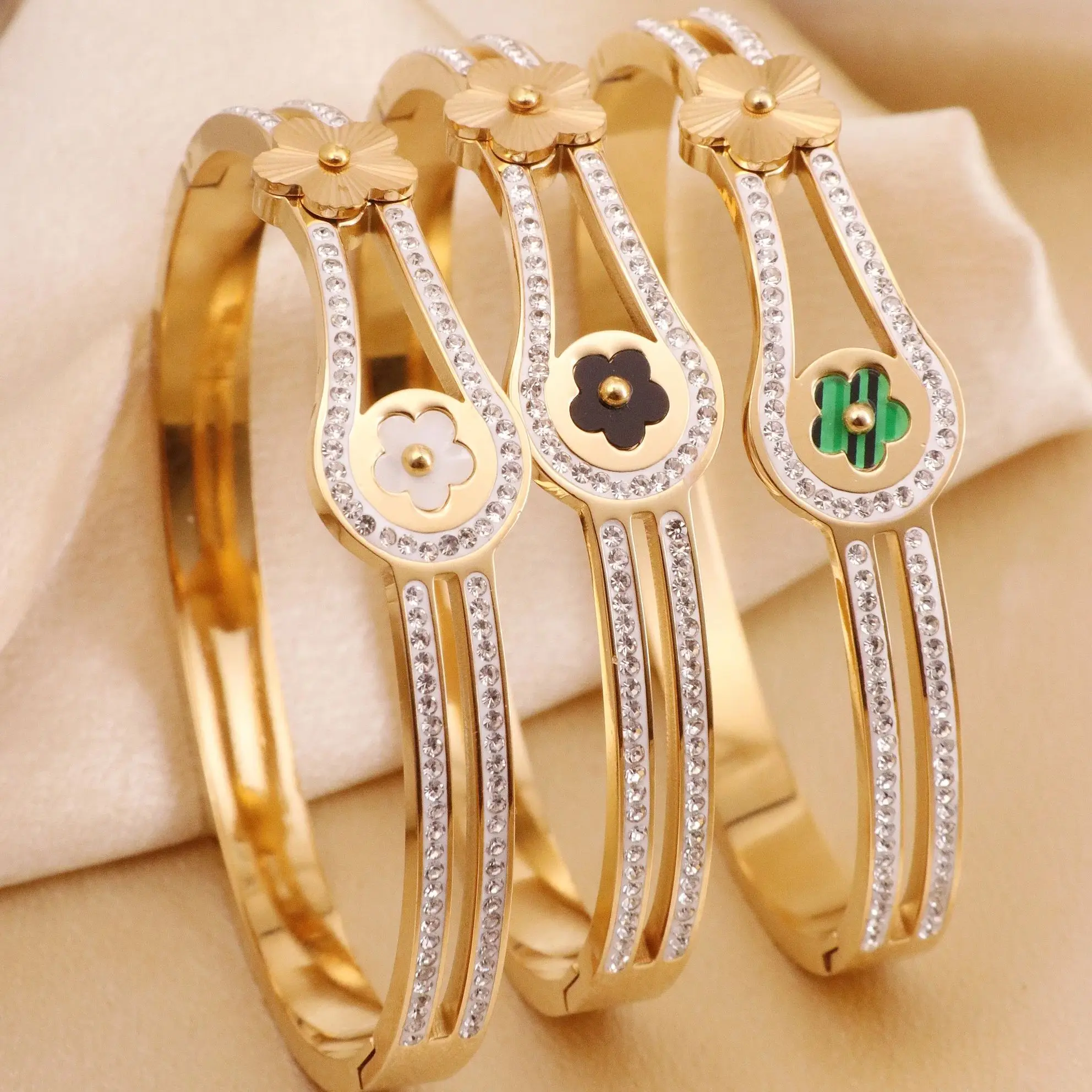 Новый простой модный женский браслет с пятью лепестками цветов красный белый и