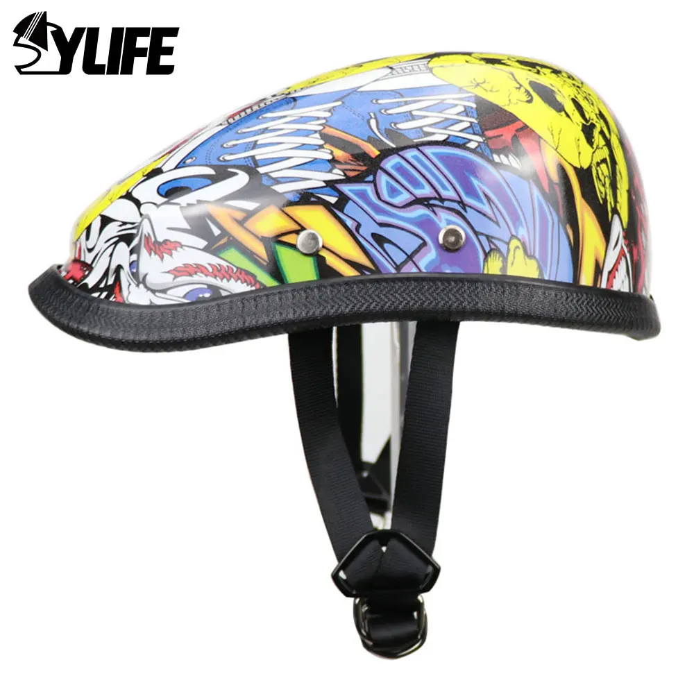 

Мотоциклетный шлем в стиле ретро для мужчин и женщин, бейсбольная кепка для скутера, в горошек