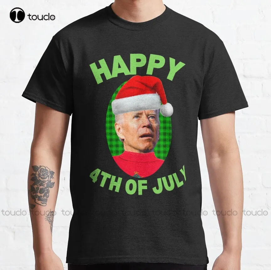 

Happy 4Th Of July Biden Joe Christmas Holiday Xmas Family Friends Party Ugly Christmas Shirt Sweater Humor Santa Tree T-Shirt