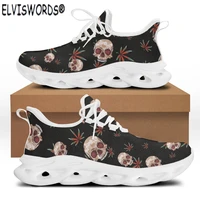 elviswords flat shoes casual skull and leaves brand design women sneakers flats summer teen girl lace up sapatos masculinos