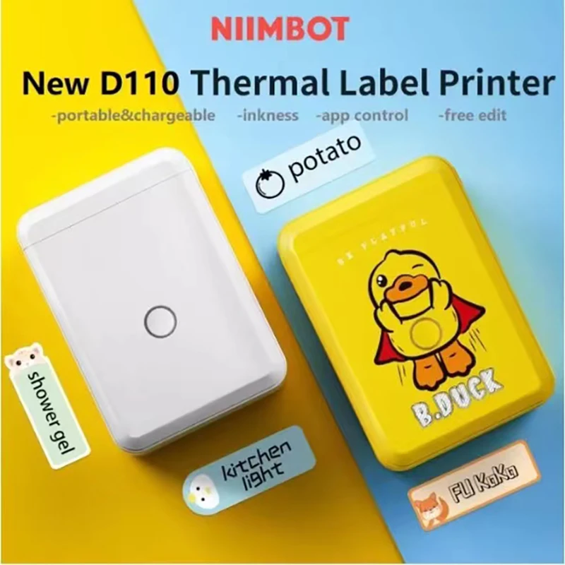 

Niimbot D110 Portable Label Maker Wireless Mini Label Printer Tape Included Multiple Templates Available for Phone Office Home