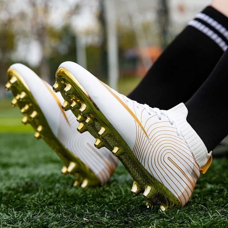 Men Soccer Shoes Professional Unisex Ankle Football Boots Cleats Grass Training Match Sneakers Professional Non Slip 34-44#