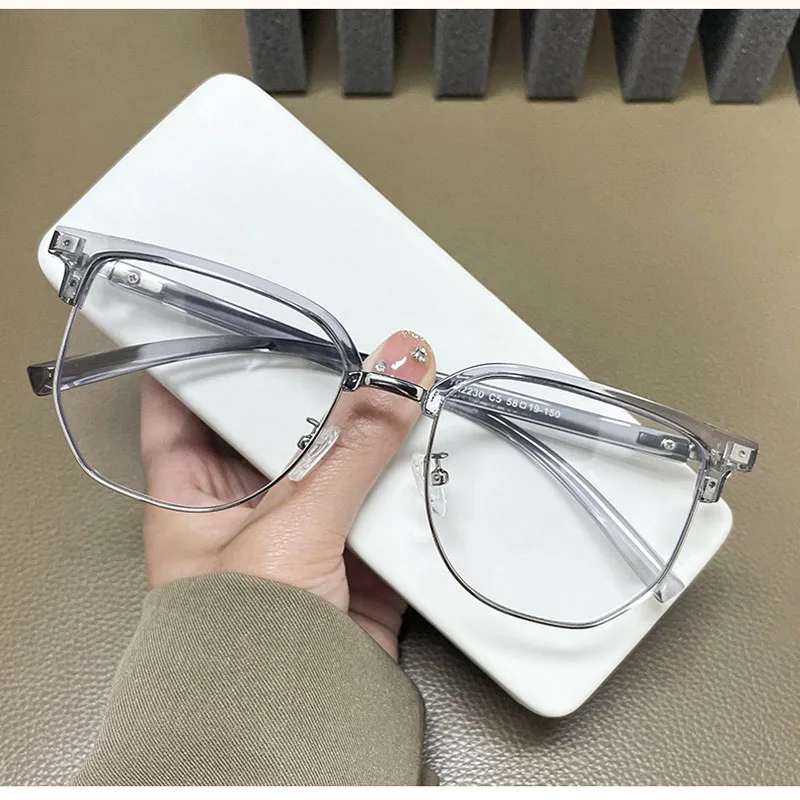 Очки в студенческом стиле женские прямоугольной формы Полуободковые с