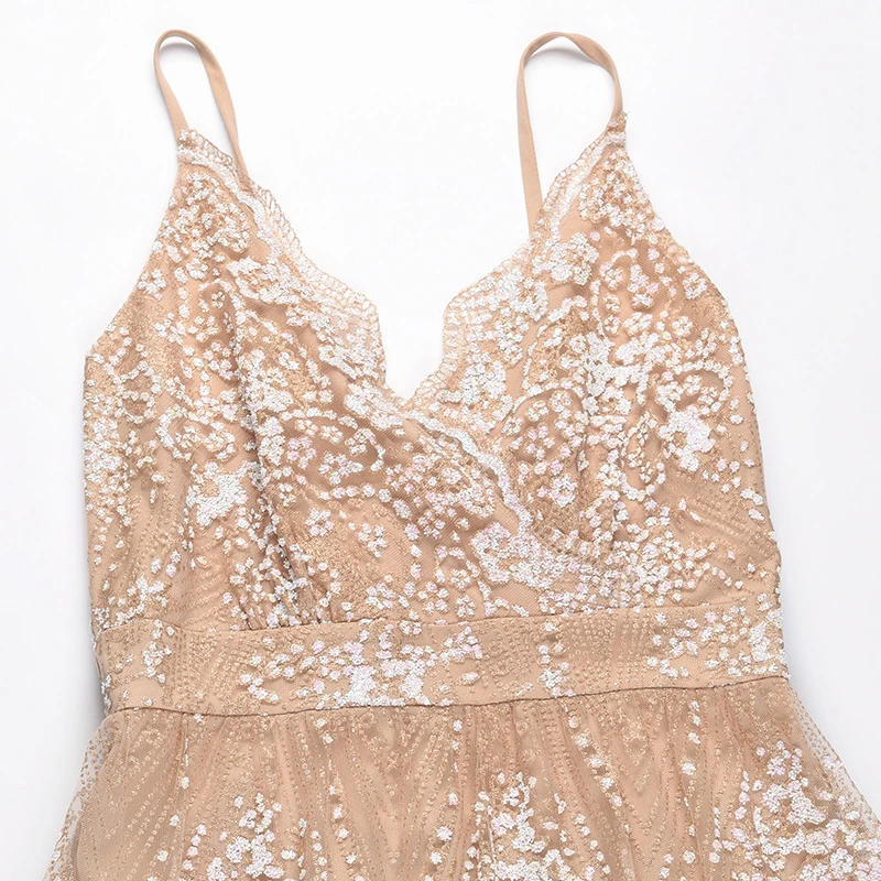 Платье женское пляжное с V-образным вырезом пикантное Тюлевое приталенное