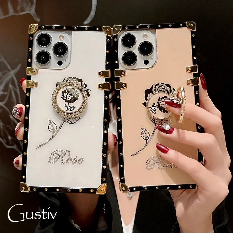 

Rose Flower Phone Sqaure Case For Samsung Galaxy S22 Ultra S21 Plus S20FE A51 A32 A52 A71 A72 A21S 5G Soft Phone Back Cover
