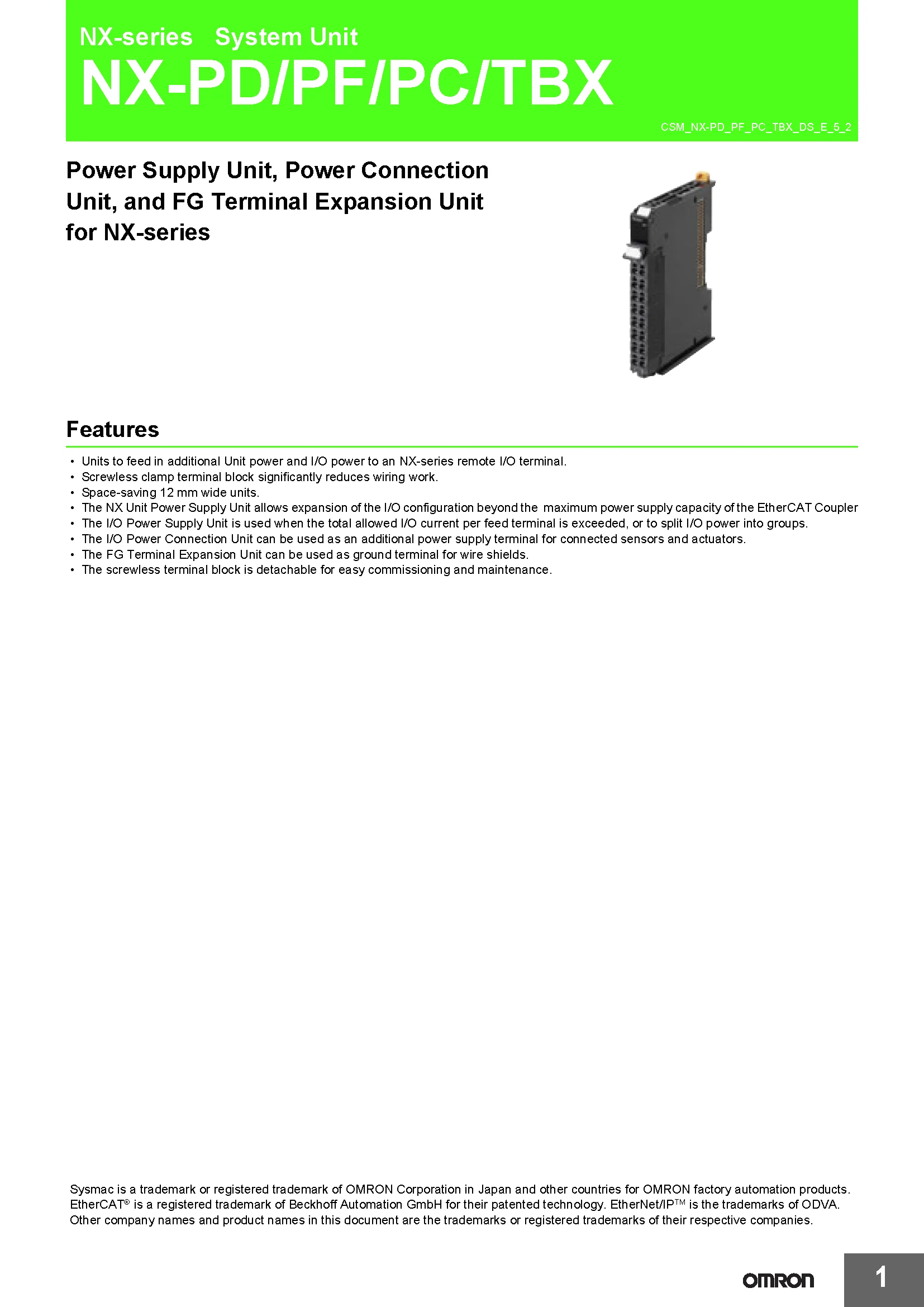 Фото Системный блок OMRON серии NX, оригинальный, новый, NX-PD1000 PF0630 0010 20 PC0030 TBX01 PF0730 для промышленной автоматизации №2