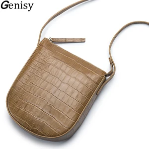 2022 new women genuine leather shell bag fashion ladies crocodile print saddle handbag adjustable leather shoulder messenger bag free global shipping