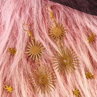 fairy jewelry earrings golden sun earrings boho pendant earrings goddess jewelry earrings