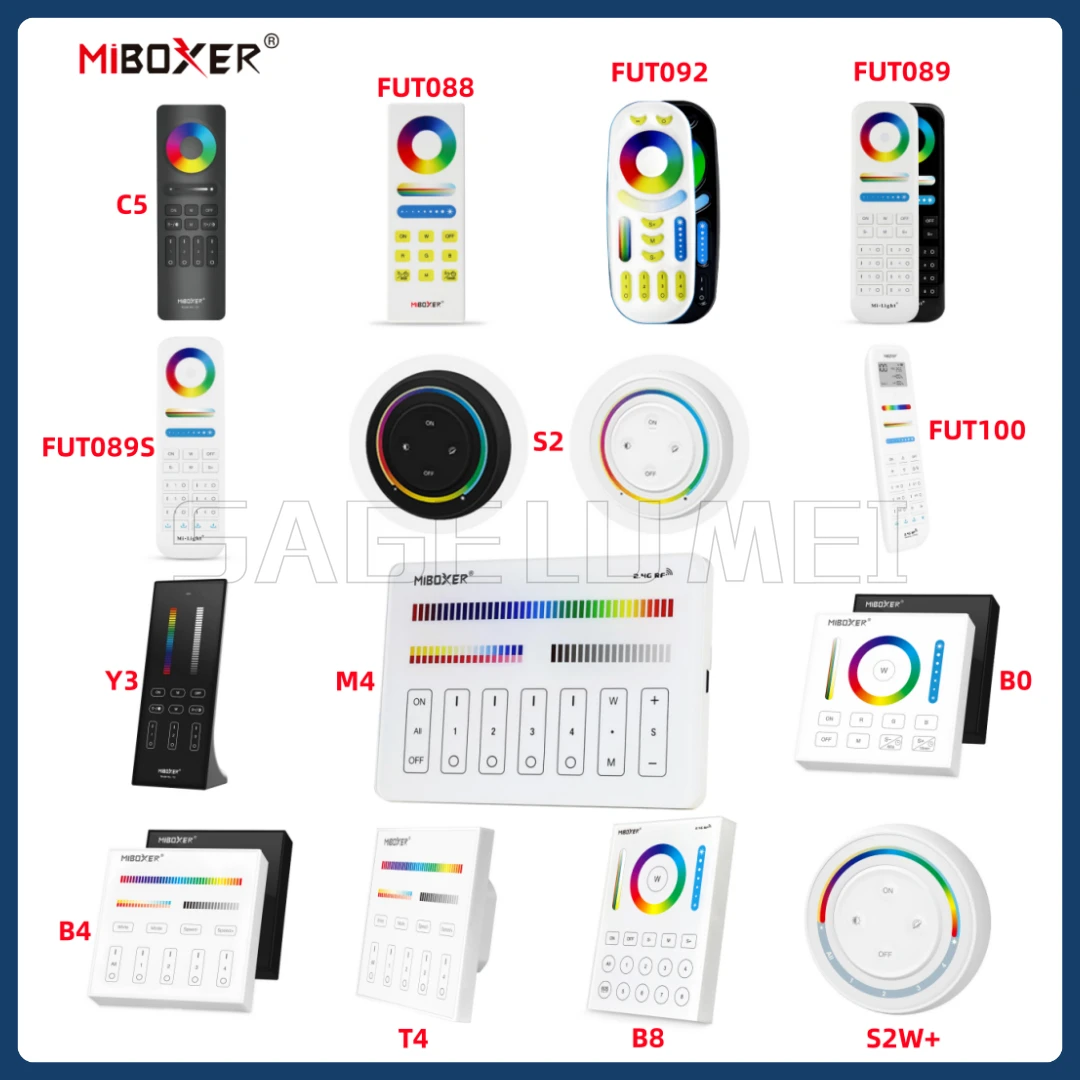 Фото MiBoxer FUT088 FUT089 FUT089B FUT089S FUT100 FUT092 FUT092B B3 T3 B4 T4 B0 B8 S2 C5 Y3 M4 2,4G Беспроводной пульт дистанционного управления RGBCCT №1