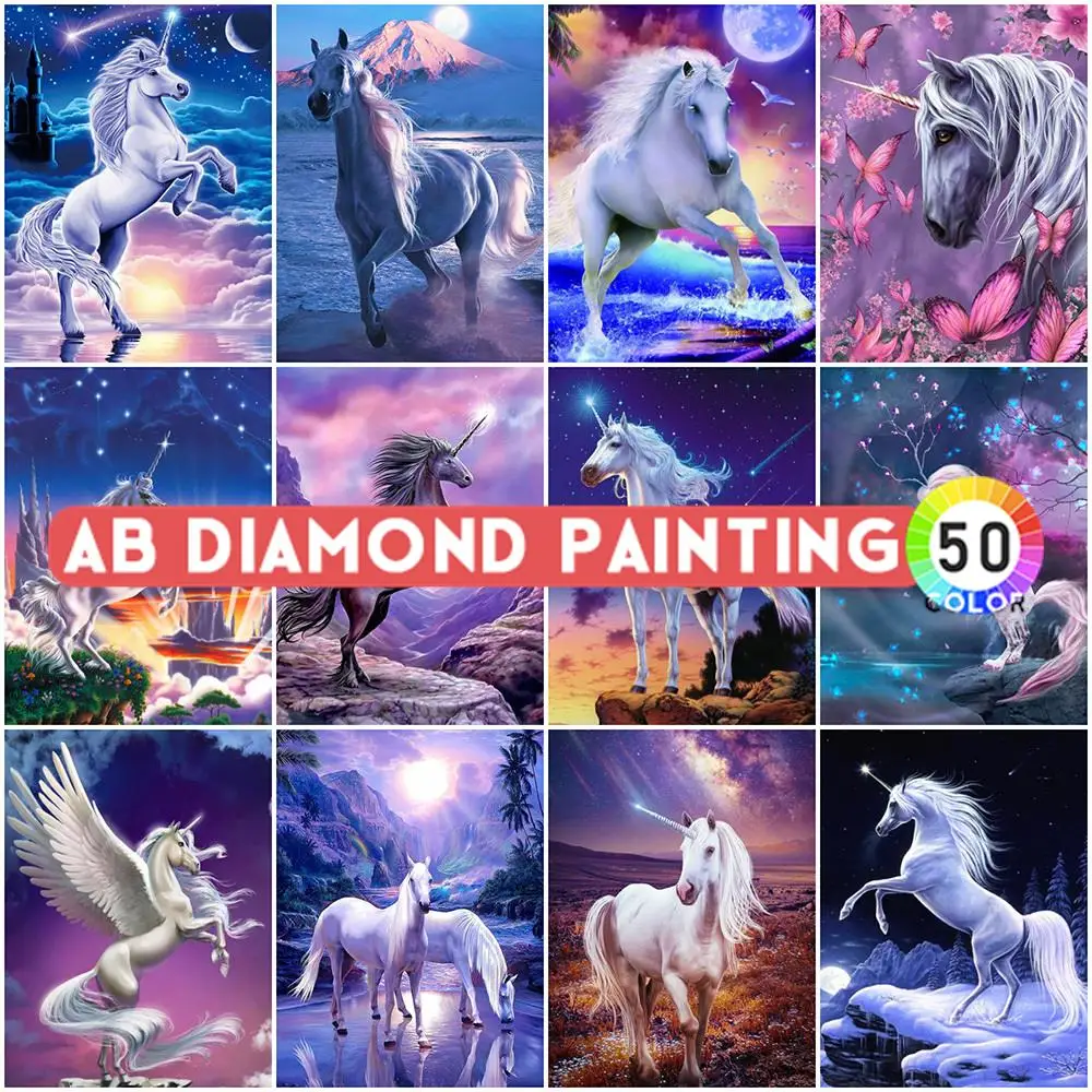 

AB дрели 5D алмазная вышивка, лошади живопись животных рукоделие DIY Вышивка крестиком фантазия Стразы картина ремесла подарок роспись