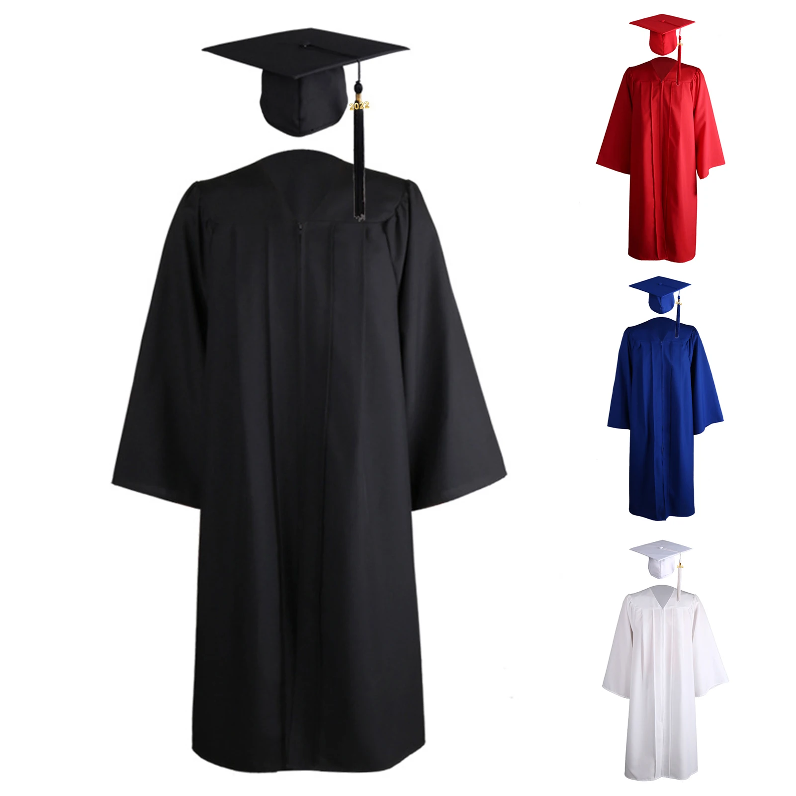 2022 erwachsene Zip Verschluss Universität Akademischen Graduierung Kleid Robe Mortarboard Kappe