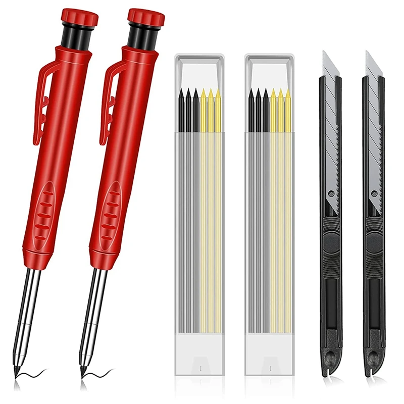 

Стандартный твердый плотничный карандаш, 12 стержней и 2 универсальных ножа, встроенная точилка для карандашей, свинцовые строительные кара...