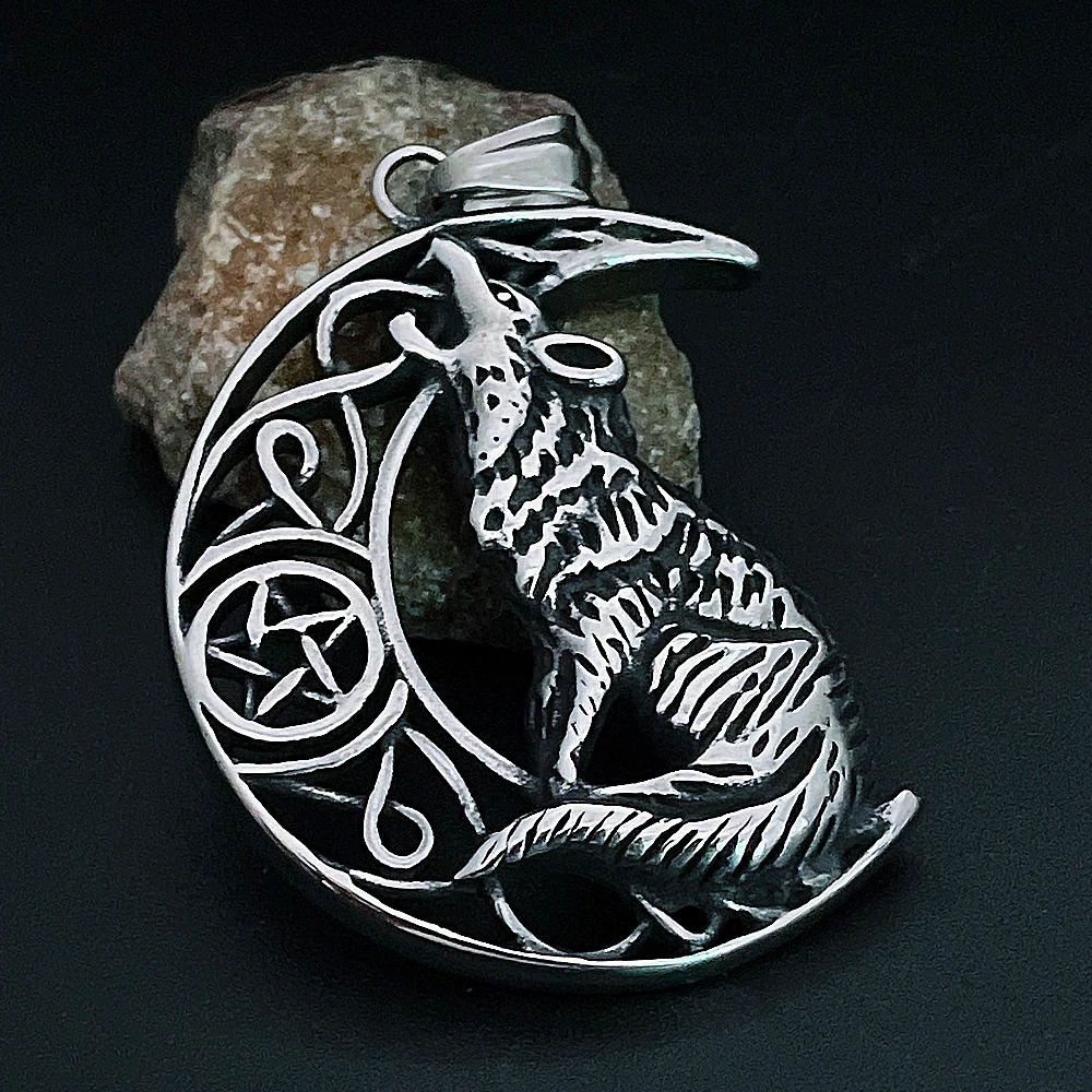 

Nordic Viking Wolf Pendant Necklace For Men Vintage Stainless Steel Star Moon Celtic Necklace Chain Jewelry Gift Accessories