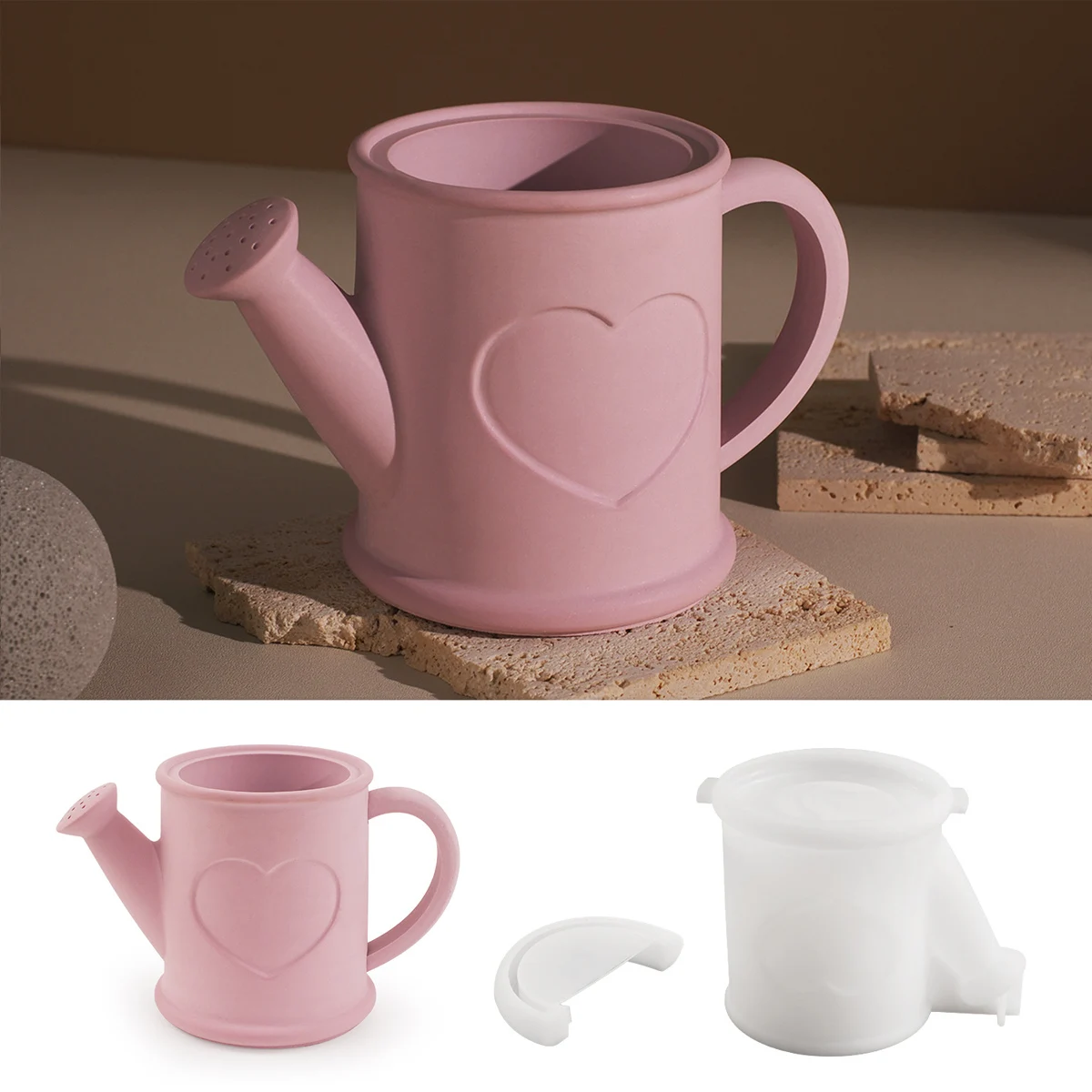 Силиконовая форма для свечей цветочный горшок в виде сердца