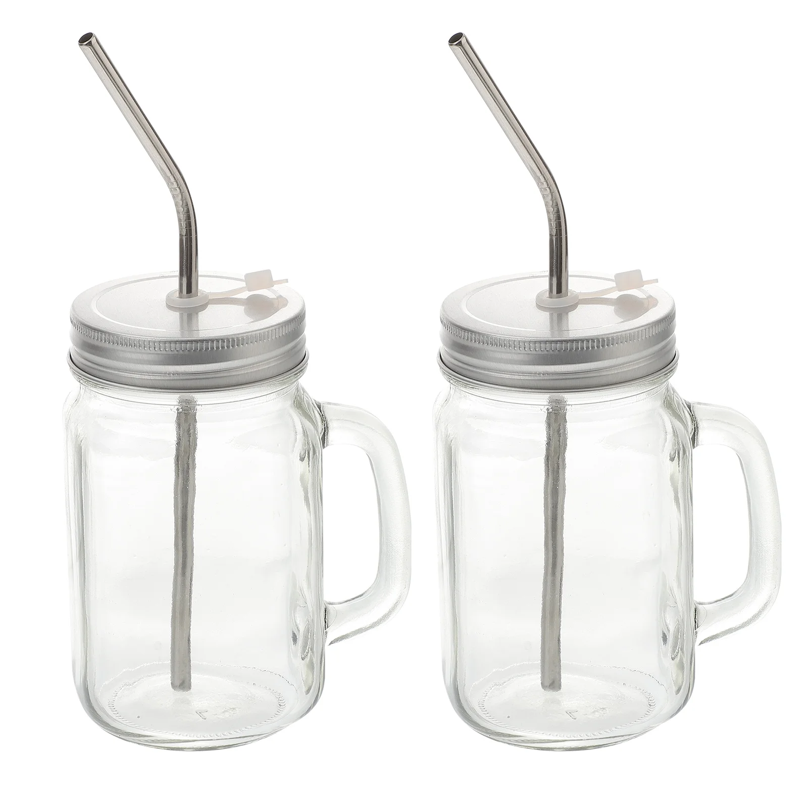 

Cup Glasswater Strawlid Coffee Cups Tumbler Jar Mason Container Drink Tea Beverage Straws Lids Functional Multi Handle Bottle