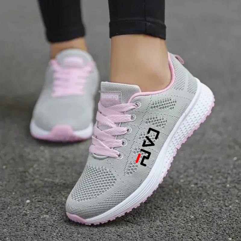 New Women's Ultra Light Weight Walking Shoes Gradient Colors Casual Sneakers Mesh Breathable Sports Shoes Lace Up Anti-Slip Shoe