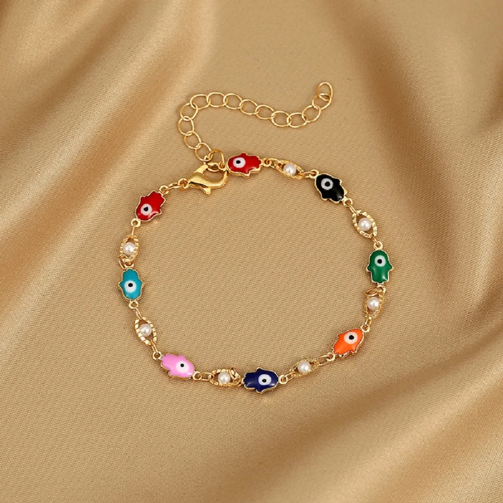 

New Creative Colorful Palm Devil Eye Bracelet For Women Fashion Personality Ladies Party Gift Jewelry Wholesale Direct Selling