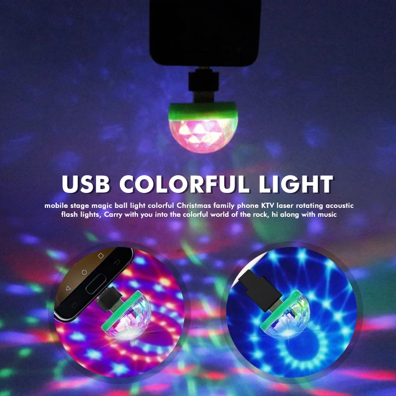 

Car Auto USB DJ RGB Mini Colorful Music Sound LED Atmosphere Lamp for Iphone Huawei Android Decoration Ball Laser Light Hot Sale