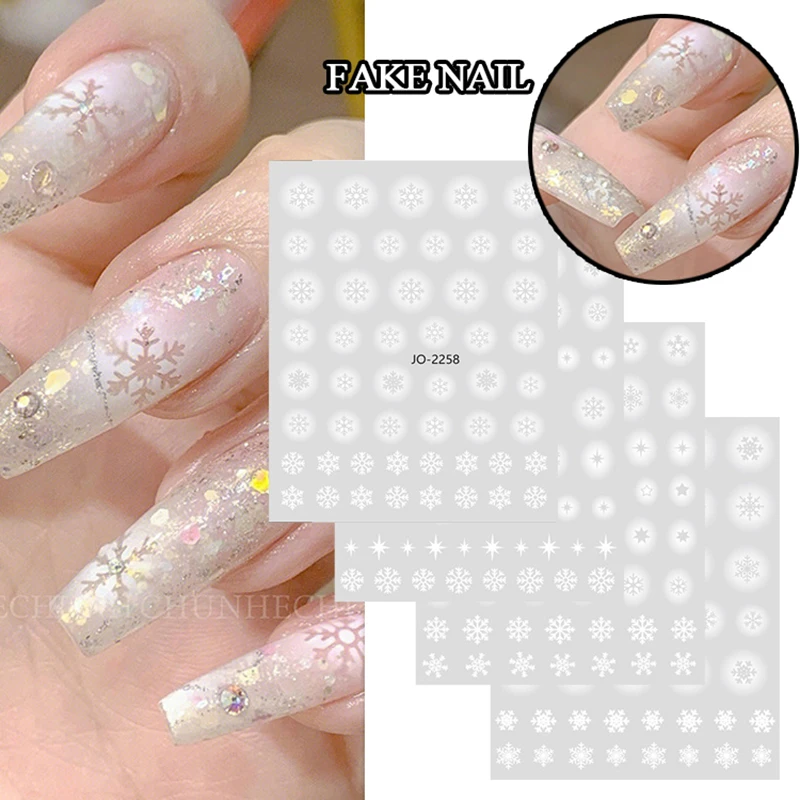 

6 цветов, стикер для ногтей, наклейка для ногтей в виде снежинки, украшение для ногтей, однотонный, «сделай сам», милый, милый, новый