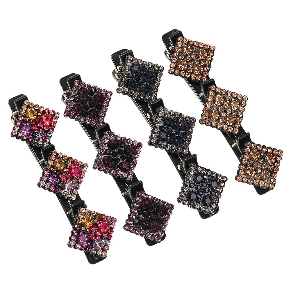 Заколка для волос в Корейском стиле двухслойная плетеная шпилька с блестящими