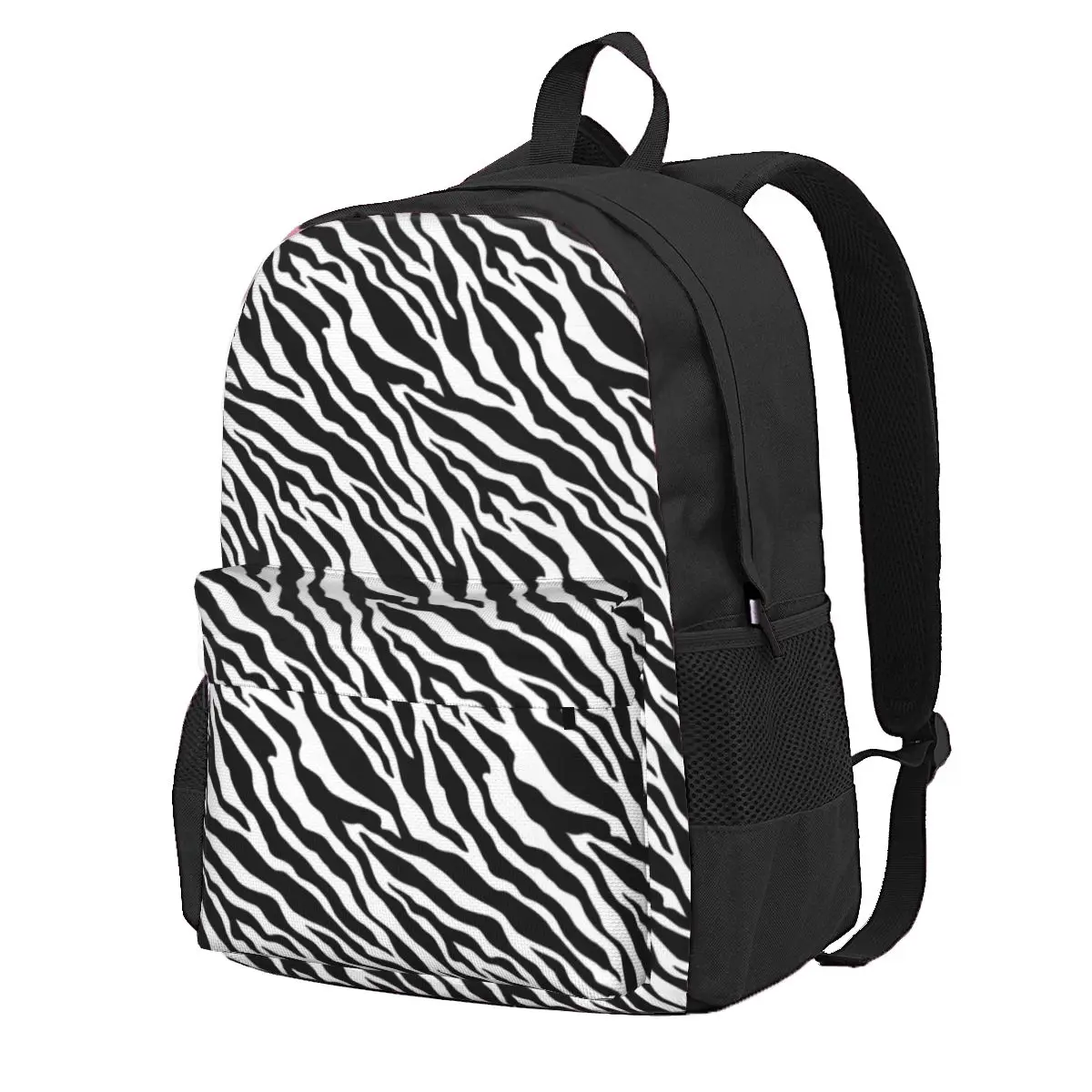 

Zebra Print Backpack White And Black Stripes Women Men Polyester Camping Backpacks Breathable Cute High School Bags Rucksack