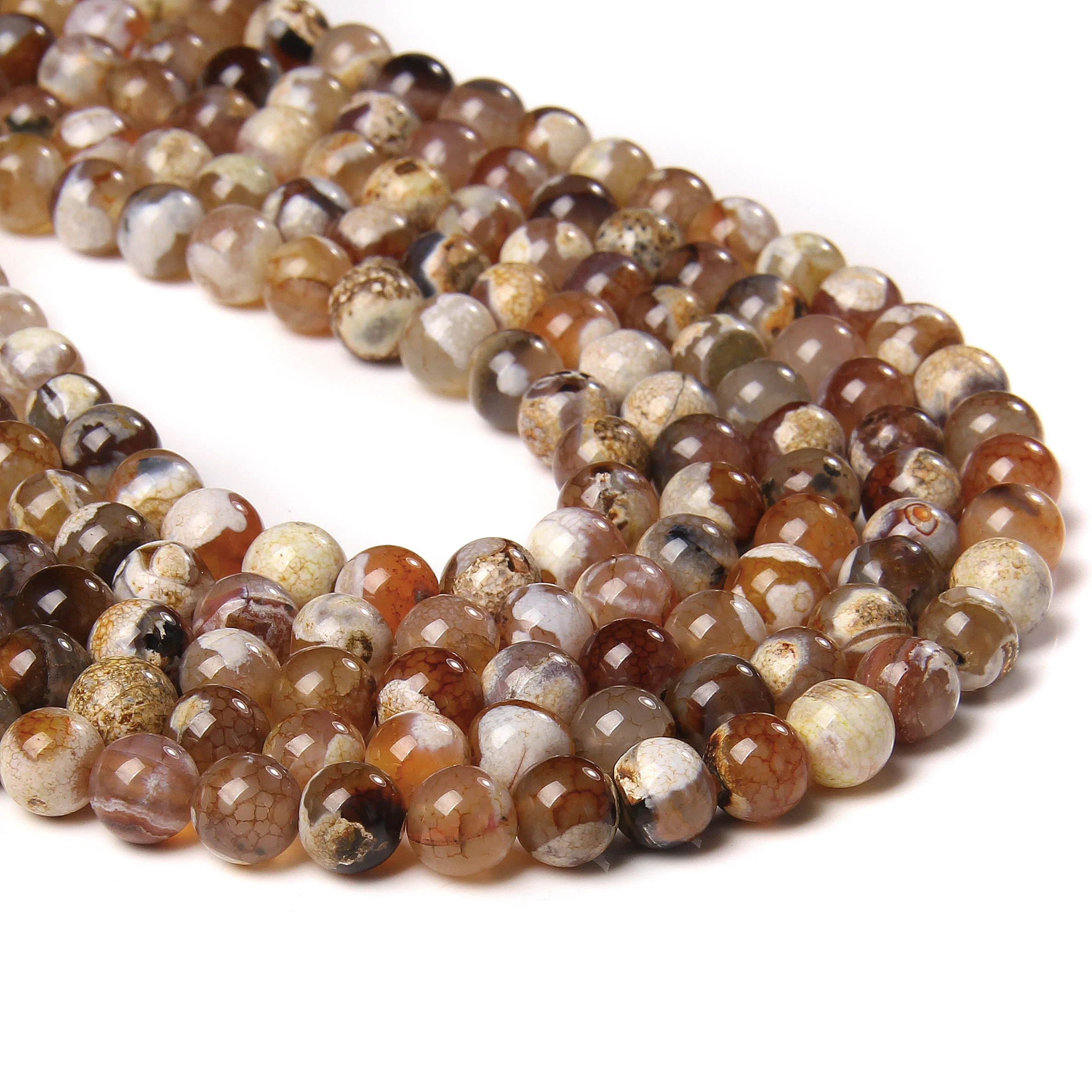 

Coffee Orange Fire Dragon Veins Agates Bead Round Loose Stone Beads 6/8/10mm Handmade Bracelet for Jewelry Making Accessories
