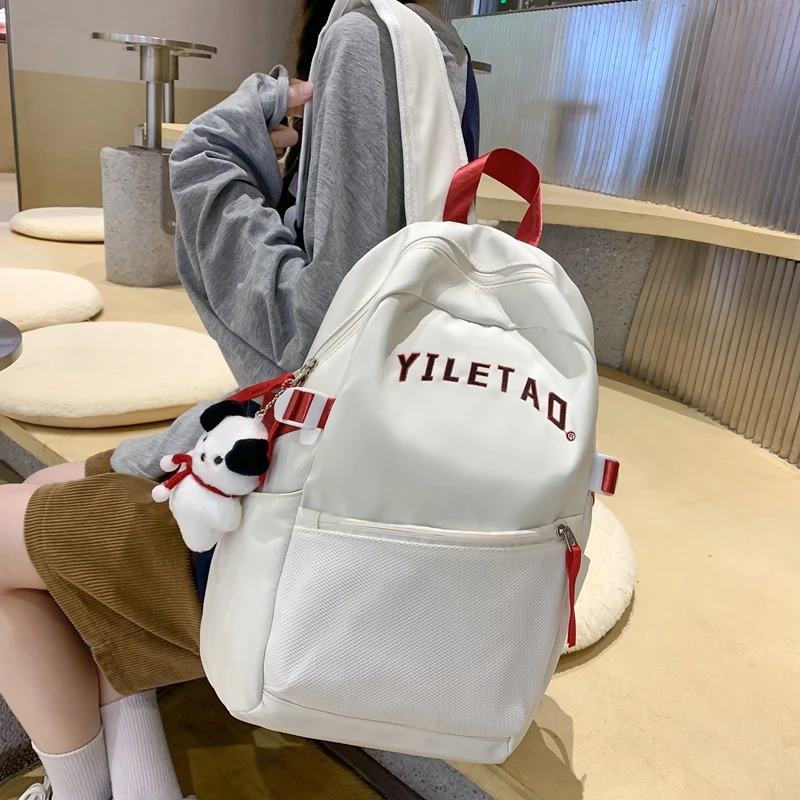 

Large Capacity Simple Schoolbag Female 2023 New Middle High School Students Schoolbag Girl All-in-one Leisure Nylon Backpack