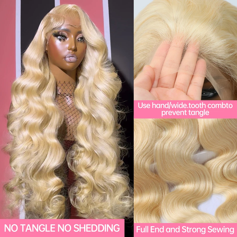 Blonde Body Wave Lace Front Wig HD Transparent 13x4 13x6 Human Hair 613 Pre Plucked Full Frontal Wigs For Black Women