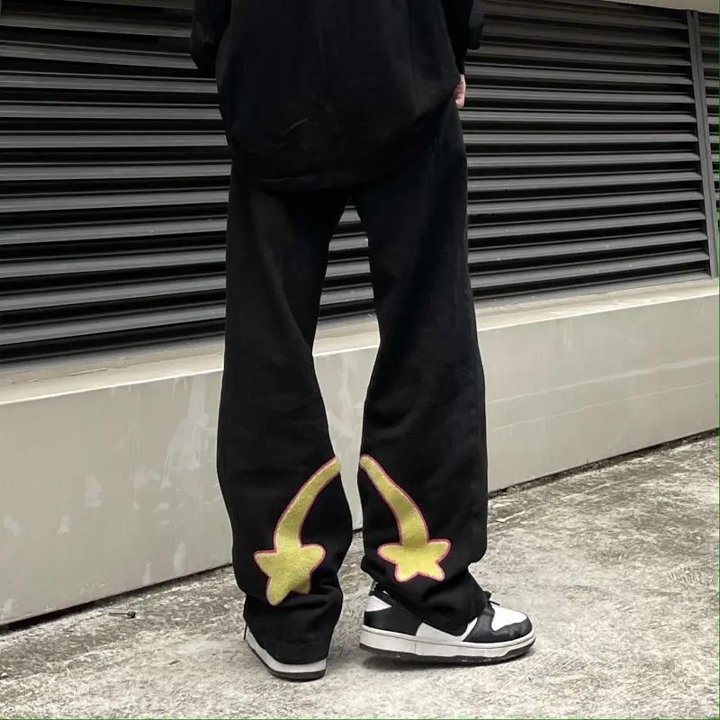 Men's Fashion Clothes Women's Embroidery Harajuku Straight Casual Wide Leg Pants Street Pants Fashion Y2K Vintage Denim Jeans