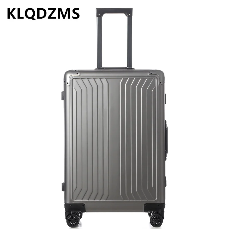 KLQDZMS 20''24''28 Inch New Men's Suitcase Full Aluminum Magnesium Alloy Trolley Bags Universal Boarding Box Rolling Luggage