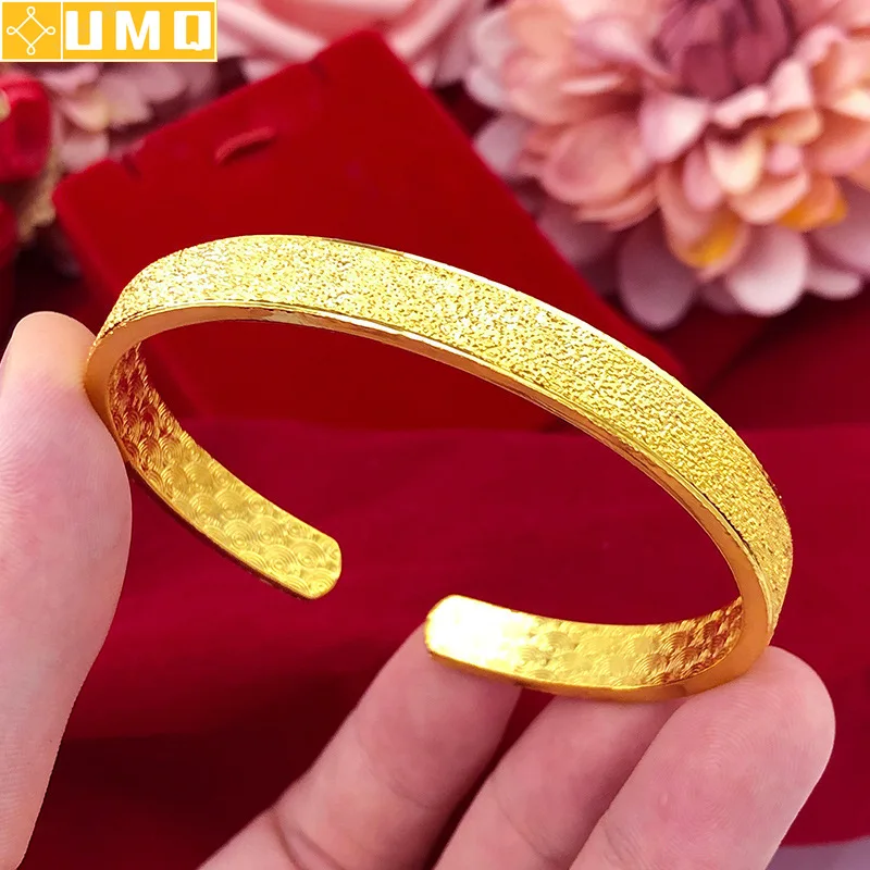 

Not Fade Retro Fashion Gold 14k Bracelet for Women Wedding Engagment Jewelry Statement Bangles for Girlfriend Christmas Gift