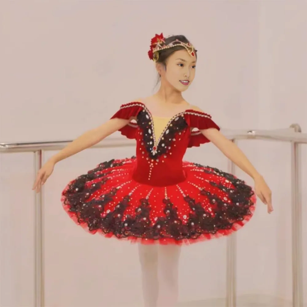 Балетные костюмы-пачки для девочек красный черный или зеленый балетное