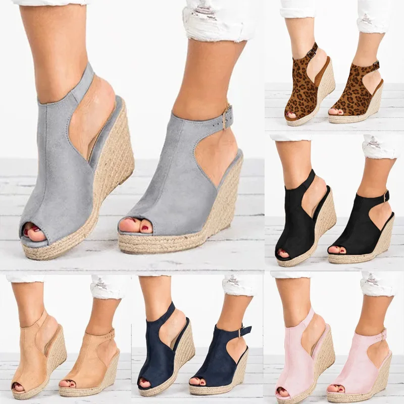 Sandalias con tacón de plataforma para mujer, zapatos femeninos de plataforma de...