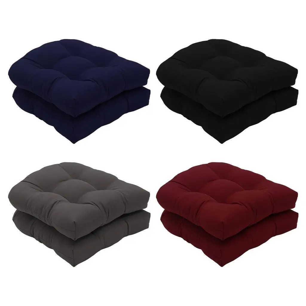 

2X Tufted Chair Pad Seat Cushions Backrest 19"x19" Patio Garden Table Chair Pads